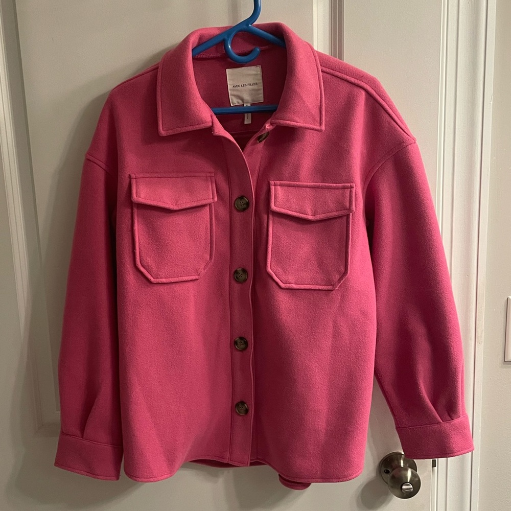 Pink Avec Les Filles Button Down Shacket Size M